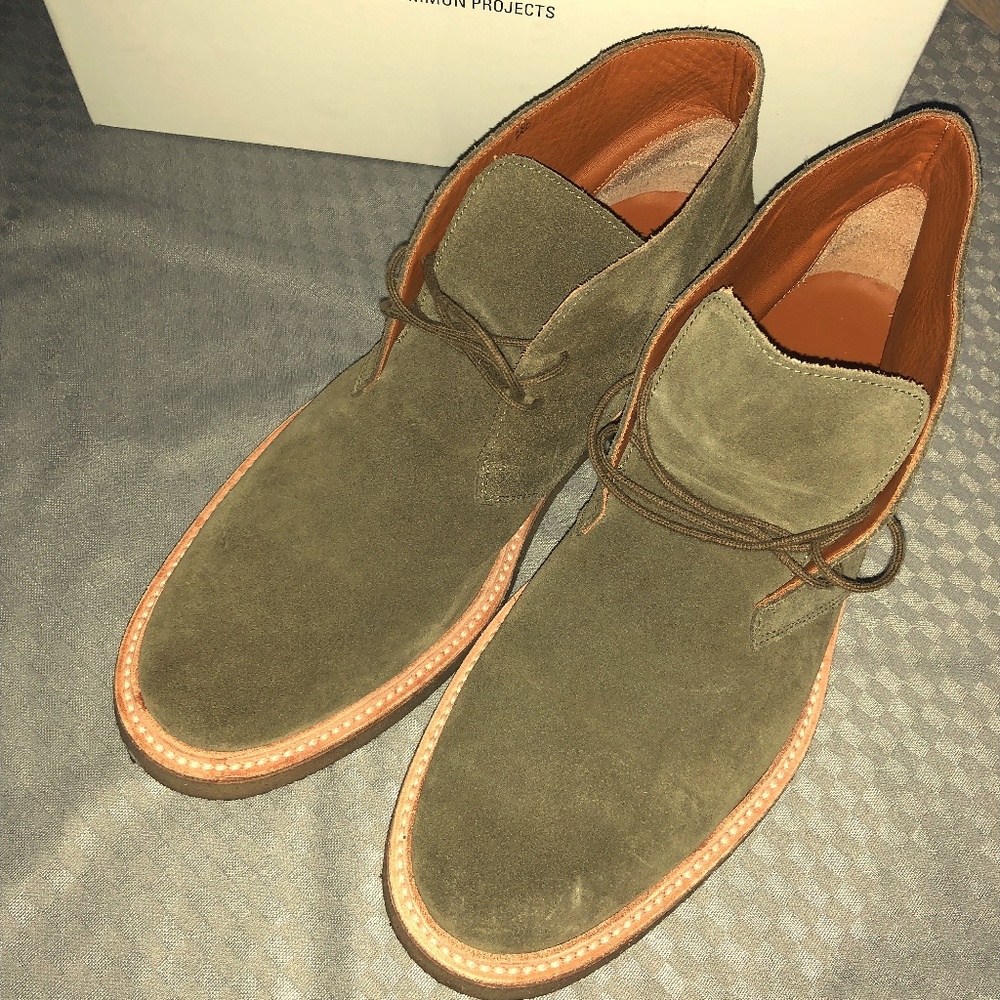 Common Projects Green Suede Chukka Boots